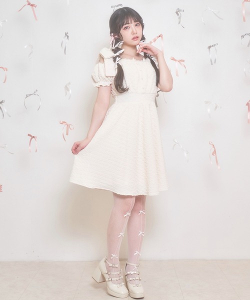 「Honey Cinnamon」 半袖ワンピース FREE アイボリー レディース_画像9