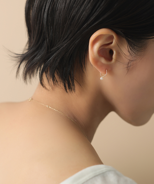 ピアス 「WEB限定」パールフープピアスS K10（両耳） レディースの画像