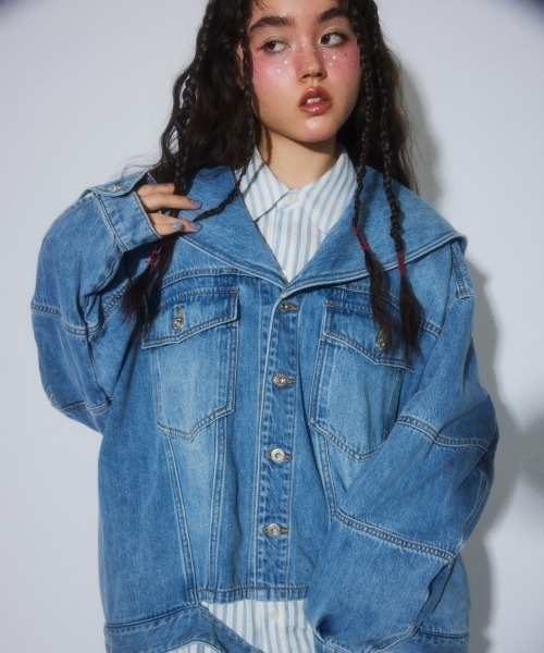 「Candy Stripper」 デニムジャケット FREE ライトインディゴブルー レディース_画像2