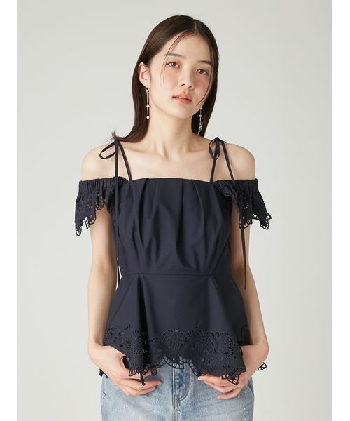 FRAY I.D（フレイ・アイディー） ブラウス シャツ 半袖 カットアウト