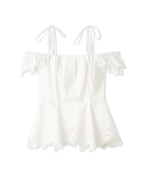 【美品】FRAY I.D ペプラムブラウス 半袖 FRAY I.D（フレイ・アイディー） ブラウス シャツ 半袖 カットアウト