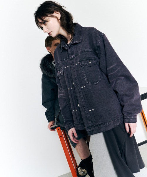 「AIVER」 デニムジャケット LARGE ブラック メンズ_画像4