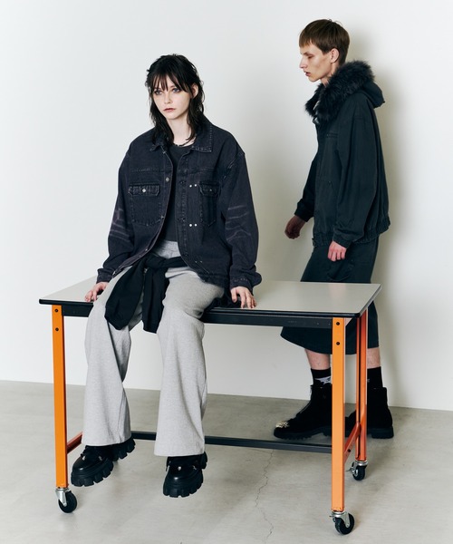 「AIVER」 デニムジャケット LARGE ブラック メンズ_画像5