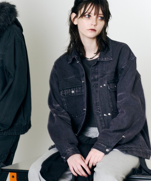 「AIVER」 デニムジャケット LARGE ブラック メンズ_画像6