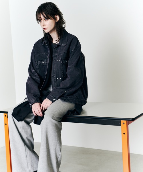 「AIVER」 デニムジャケット LARGE ブラック メンズ_画像7