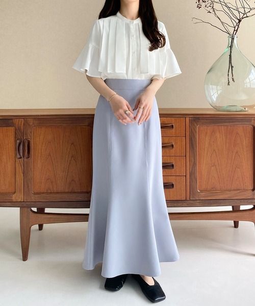 「callautia」 半袖ブラウス MEDIUM ブルーグレー レディース_画像3