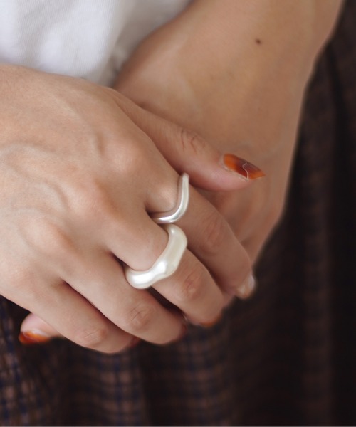 【printemps】ガラスリング　２個セット　クリア　オーロラ printemps】ガラスリング 2個セット クリア オーロラ printemps