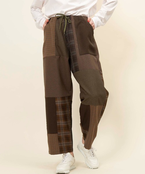 36 割引ブラウン ベージュ M メンズ M Lサイズ相当 L メンズ L Xlサイズ相当 今季一番 パンツ Rebear By Johnbull チェックパッチワークパンツ ボトムス パンツ メンズファッション ファッションブラウンベージュm メンズ M Lサイズ相当 L メンズ L
