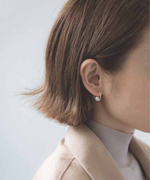 K10 フープピアス パール 小ぶり jewel closet by L&CO Jewel closet by L&Co. ピアス K10 淡水パール フープ