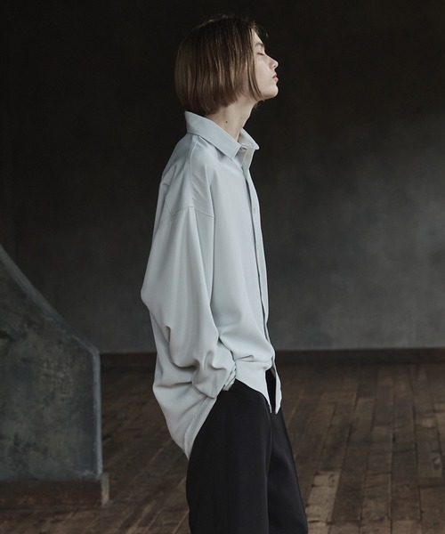 メンズ タイダイ柄シャツ ルーズシルエット 肩落ち Q00594 cussil（クシル）の「【cussil/クシル】サテンライクタイダイ柄