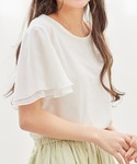 tシャツ 袖シフォンゆるTシャツ レディースの詳細画像4