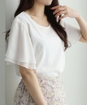 tシャツ 袖シフォンゆるTシャツ レディースの詳細画像5