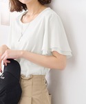tシャツ 袖シフォンゆるTシャツ レディースの詳細画像1
