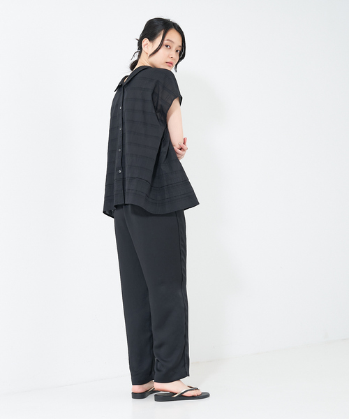 ブラウス シャツ 「手洗い可」チェック織柄2WAYスクエアブラウス レディース collex ブラウス シャツ 「手洗い可」チェック織柄2WAYスクエア