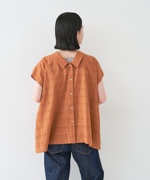 ブラウス シャツ 「手洗い可」チェック織柄2WAYスクエアブラウス レディース collex ブラウス シャツ 「手洗い可」チェック織柄2WAYスクエア