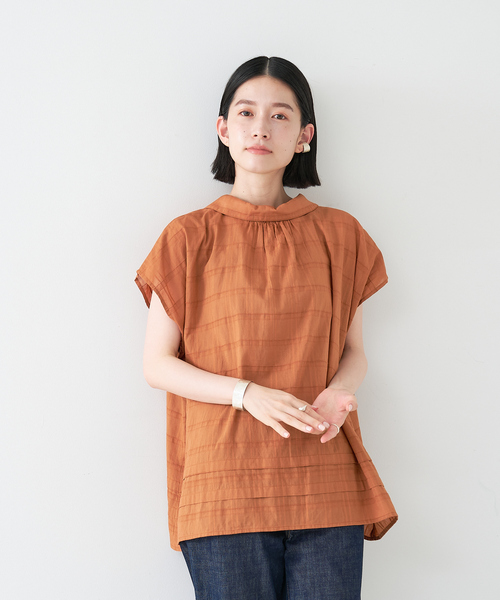 ブラウス シャツ 「手洗い可」チェック織柄2WAYスクエアブラウス レディース collex ブラウス シャツ 「手洗い可」チェック織柄2WAYスクエア