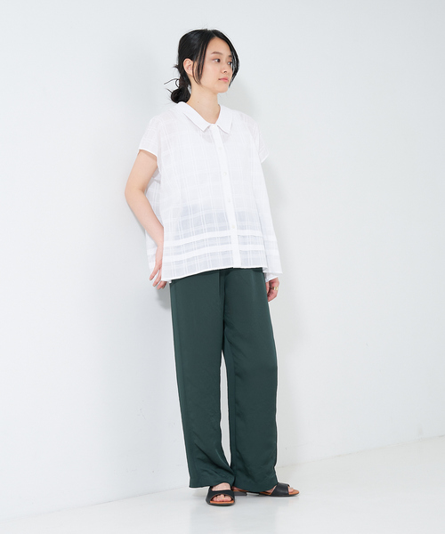 ブラウス シャツ 「手洗い可」チェック織柄2WAYスクエアブラウス レディース collex ブラウス シャツ 「手洗い可」チェック織柄2WAYスクエア