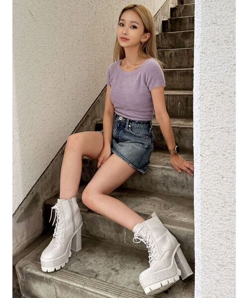 GYDA ニット シャギーハーフスリーブニットTOPS レディース