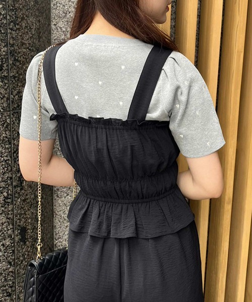 one after another NICE CLAUP ニット ハート刺繍パフスリーブニット