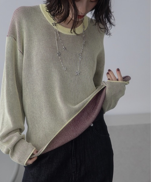 tシャツ プレーティング配色リブトップス/ユニセックス/新色追加 レディース メンズ | ブランド登録なし | 08