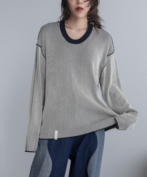 tシャツ プレーティング配色リブトップス/ユニセックス/新色追加 レディース メンズ | ブランド登録なし | 22