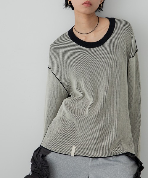 tシャツ プレーティング配色リブトップス/ユニセックス/新色追加 レディース メンズ | ブランド登録なし | 17