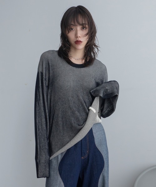 tシャツ プレーティング配色リブトップス/ユニセックス/新色追加 レディース メンズ | ブランド登録なし | 16