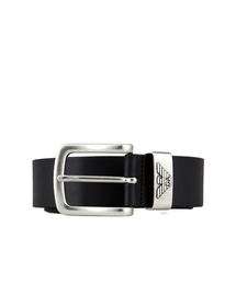 ジョルジオアルマーニ ブラックレザー ベルト ロゴ入り EMPORIO ARMANI ベルト 「エンポリオ アルマーニ」ベルト レザー製