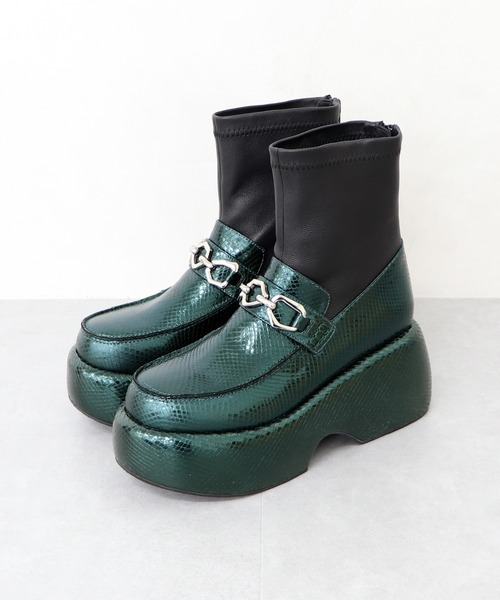 NICAL ブーツ 「本革」「NICAL」ローファーデザイン厚底ブーツ/34411