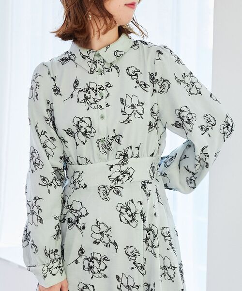 MAJESTIC LEGON シャツワンピース フロッキーフラワーシャツ