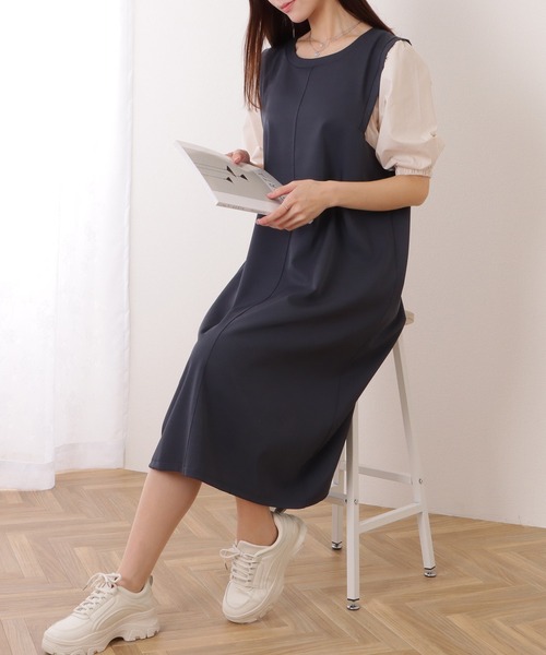 Lace Ladies（レースレディース） ワンピース バルーン袖 異素材