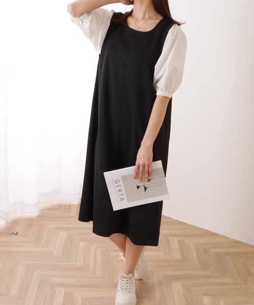 Lace Ladies（レースレディース） ワンピース バルーン袖 異素材