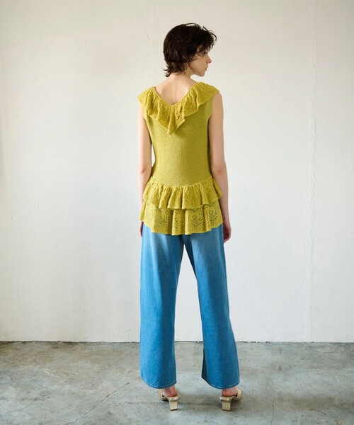 GRACE CONTINENTAL ミックスフリルニットトップ レディース