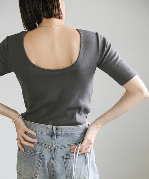 select MOCA（セレクトモカ） tシャツ バックオープンカップ付きリブ