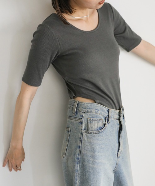 select MOCA（セレクトモカ） tシャツ バックオープンカップ付きリブ