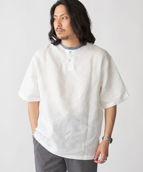 SHIPS: Herdmans リネン 2WAY プルオーバー Tシャツ SHIPS tシャツ SHIPS: Herdmans リネン 2WAY プルオーバー T