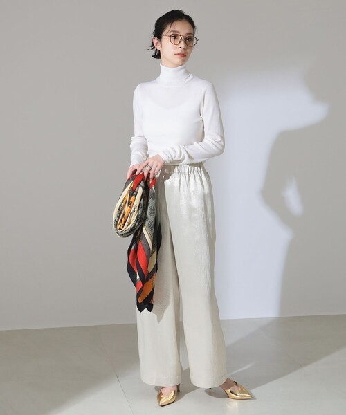 パンツ Demi-Luxe BEAMS / アセテート ツイル ワイドパンツ レディース  