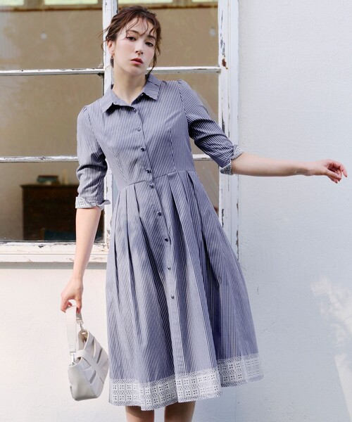 Tiaclasse シャツワンピース レースコンビシャツワンピース : ZOZOTOWN