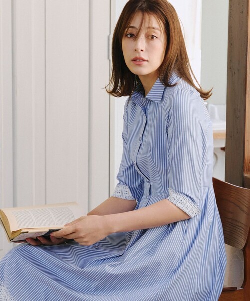 Tiaclasse シャツワンピース レースコンビシャツワンピース : ZOZOTOWN