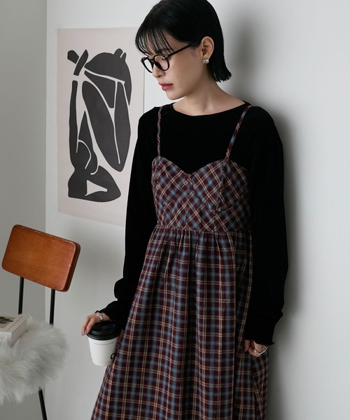 GIVENCHY ジバンシィ ワンピース　チェック　レトロ　プリーツ　総シルク 鮮やかなチェックワンピースでレイヤードスタイル【“チェック”ガールの