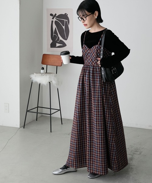 LGB チェック柄キャミワンピース チュニック Unblend】ヴィンテージ