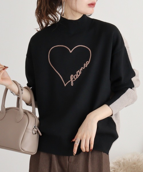 ニット セーター Anna Nicola ハートロゴバイカラーニット レディース