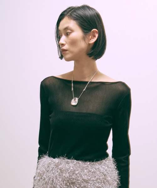 tシャツ Flocked Tulle Back Open Top レディース