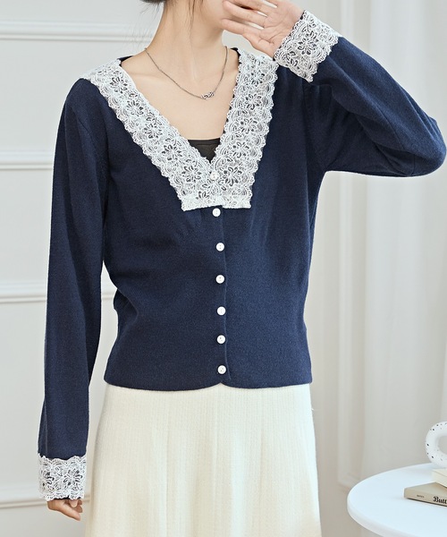 レース　カーディガン　kiss the club レースシアーカーディガントップス[品番：OUTW0000504]｜Outfitter lab