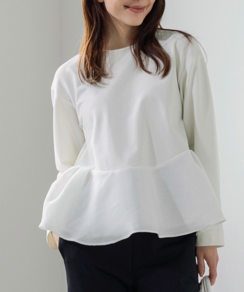 tシャツ 「SONO/ソーノ」「WARM STRETCH」ペプラムハイブリッドプルオーバー レディース Sono tシャツ 「SONO/ソーノ」「WARM STRETCH」ペプラム