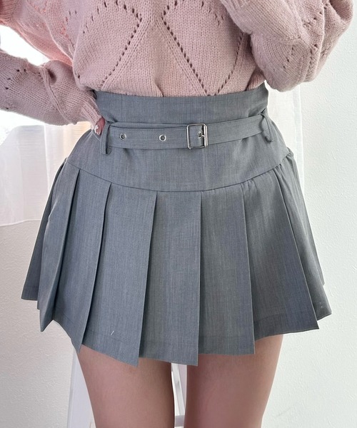 ROOP TOKYO スカート BELT PLEATS MINI SKIRT / ベルトプリーツミニ