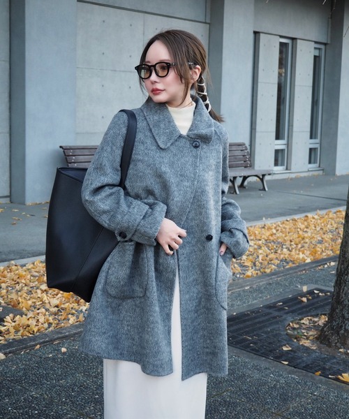 ステンカラーコート コート wool A-line coat /ウールAライン襟付き
