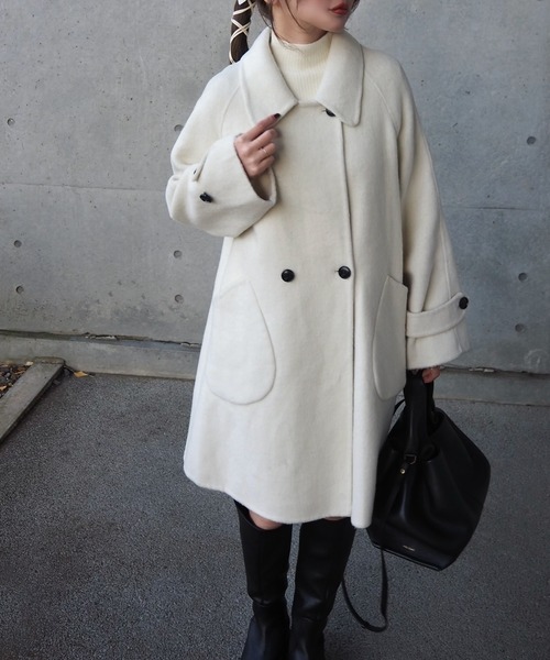 ステンカラーコート コート wool A-line coat /ウールAライン襟付き