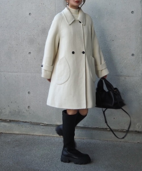 ステンカラーコート コート wool A-line coat /ウールAライン襟付き