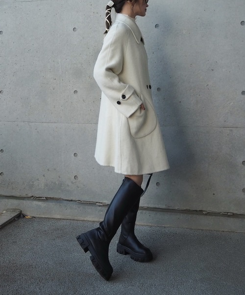 ステンカラーコート コート wool A-line coat /ウールAライン襟付き
